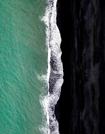 A beach made of black lava sand in Iceland  seen from above  - more of my abstract landscapes on insta glacionaut