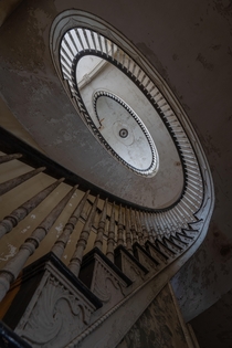 A beautiful staircase in an old mansion 