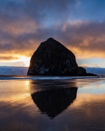 A break in the wall of clouds at sunset - Cannon Beach Oregon -  - IG travlonghorns