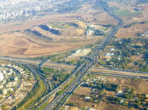A busy morning junction near Tel-Aviv Israel Intersection between highway  and 