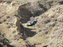 A Chevrolet pick up apparently crashed over a cliff and then abandoned in the South Dakota badlandsPhoto by Geoffrey Gunderson