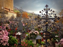 A colorful cemetery VillanderVillandro Bolzano Alto Adige Italy