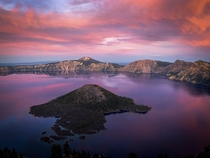 A Colorful Sunset at Crater Lake 
