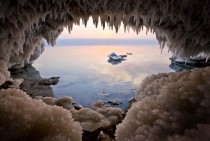 A crystal cave on the Jordanian shore of the Dead Sea near Zara 