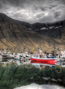 A dock in the northern fjord of Isafjordur Iceland 