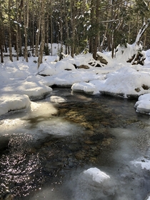 A frigid winters morning along Sabbaday Brook in the White Mountain National Forest NH OC