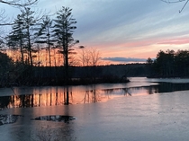 A Frosty Evening Off the Back Deck Marsh Pond New Durham New Hampshire USA x 