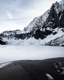 A frozen lake in the mountains of Washington 