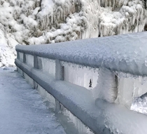 A frozen River here in Brasov Romania  x