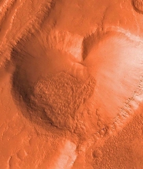 A heart-shaped crater on Mars
