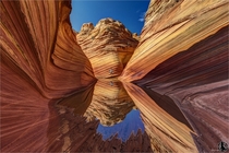 A mirror-like reflection in the Jurassic sandstone formation The Wave Arizona  photo by Nicholas Roemmelt