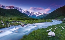 A mountain river at the foot of Mt Shkhara Georgia  photo by Leonid Tit