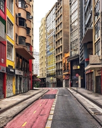 A narrow street in So Paulo