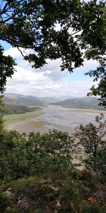 A natural frame of the landscape Panorama View Barmouth Wales 