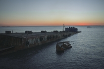 A Partially Sunken Cargo Ship and Tug Boat in Baja California Mexico