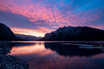 A particularly textured sunrise  Lake Minnewanka Alberta last year  IG zekernaut