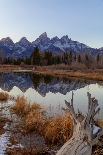 A quiet evening on the Snake River downstream of Schwabacher Landing in Grand Teton National Park 