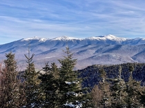 A rare calm winters day in the Presidential Range of New Hampshire after some recent snowfall 