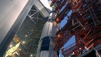A Saturn V rolls out from the Vehicle Assembly Building on its Mobile Launcher Kennedy Space Center 