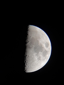 A shot of the moon I took with my phone on my telescope 