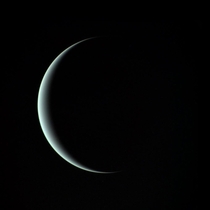 A silhouette of Uranus taken by Voyager 