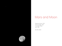 A single shot of Moon and Mars in same picture