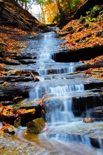 A small but still a cool looking waterfall Eternal Flame Falls Eternal Flame Hiking Trail Orchard Park NY 