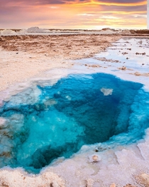 A small lake in the salt flat Salar de Pedernales Atacama Region of Chile 