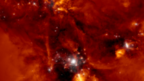 A snapshot of a forming proto-galaxy cluster region in the new TNG Illustris universe simulation where the hierarchical assembly of this massive object proceeds as dark matter structures in white progressively collapse and merge together credit Illustris 