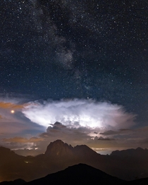 A spectacular storm erupting over the mountains of Italy 