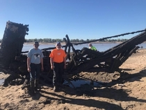 a steam shovel found at the bottom of the recently drained wixom lake in midland michigan