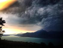 A storm right now is aproaching the lake were I live Lago di Garda this is how it looks like 