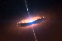 A supermassive star hundreds of times larger than our sun surrounded by obscuring outflowing gas 