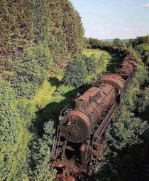 A train lost in the woods in Siberia