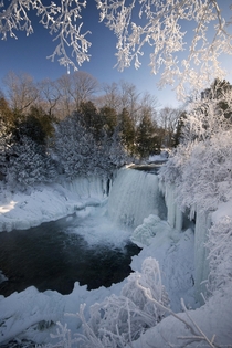 A very frosty Bridal Veil falls on Manitoulin Island Ontario 