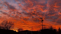 A very orange sunset in Oklahoma City