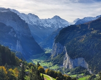 A view above Lauterbrunnen valley Switzerland OC 