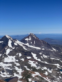 A view of  peaks from the South Sister summit Sisters OR 