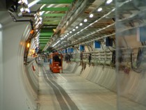 A view of the LHC tunnel where the Higgs particle was observed     