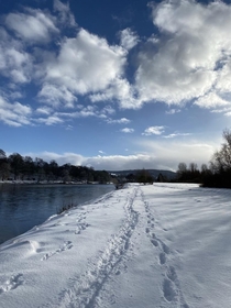 A walk in the fresh snow in Perth Scotland UK 