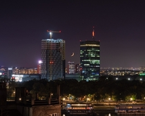 A young moon over Belgrade Serbia a couple of days ago