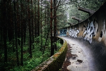 Abandoned bobsled track from  Winter Olympics Sarajevo Bosnia and Herzegovina 