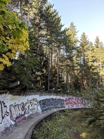 Abandoned bobsleigh track above Sarajevo from the  Olympics