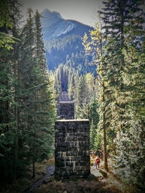 Abandoned bridge Loop Brook Trail in Glacier National park British Columbia