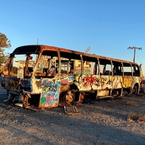 Abandoned bus at an abandoned middle launching site in California