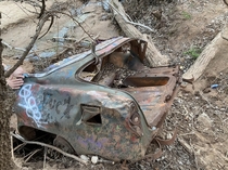 Abandoned car from an accident in 