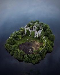 Abandoned castle on an island in Ireland