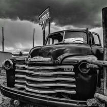 Abandoned chevy at a trading post on colorado