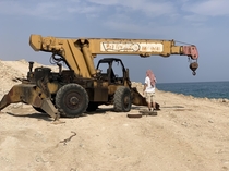 Abandoned crane on a Dead Sea resort Its there for around  years the wheels are still inflated