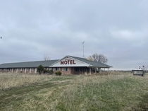 Abandoned Crossroads Motel rural Iowa USA